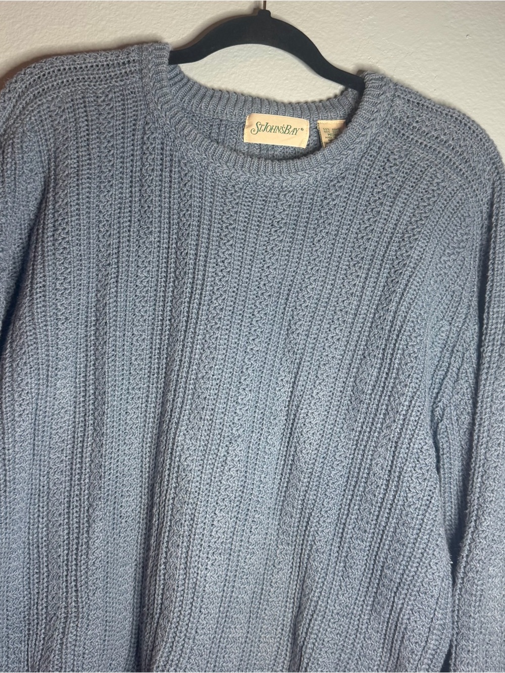 St. John's Bay women's Light dusty Blue Cable Knit Crewneck Sweater